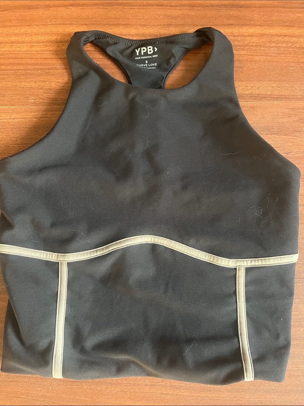 Abercrombie & Fitch Black Racerback Crop Tank with Cream Trim